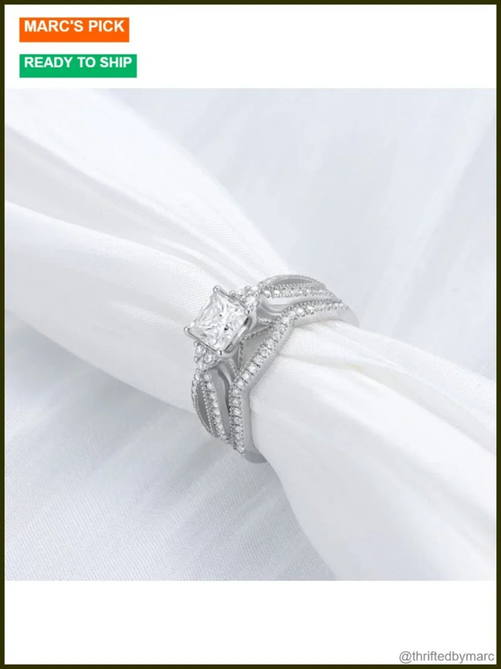 1.5 Ct Princess Cut Moissanite Bridal Set Platinum Plated Silver